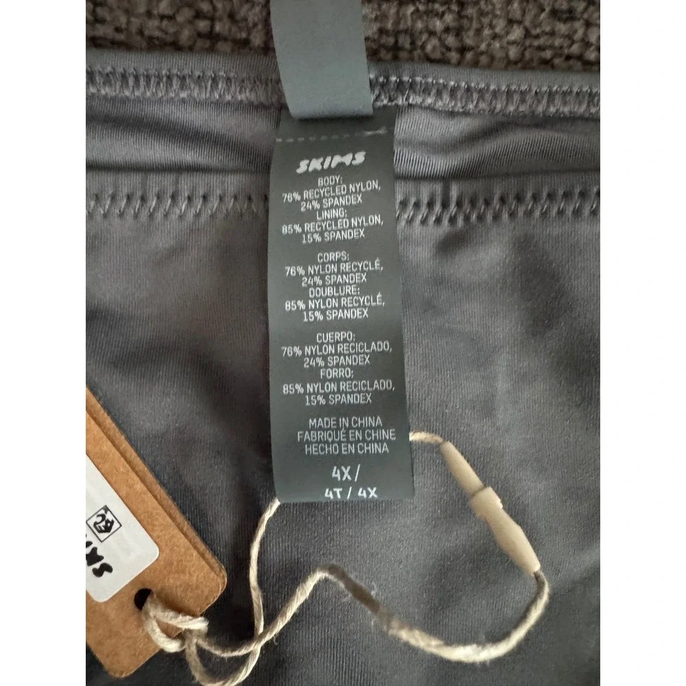 SKIMS Recycled Swim‎ Tie Bikini Bottoms Gunmetal 4X NWT